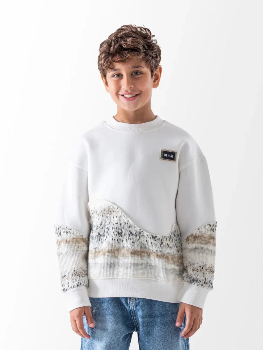 Ninos Kids storeBoys' White Wave Jacquard SweatshirtSweatshirtsNINOS