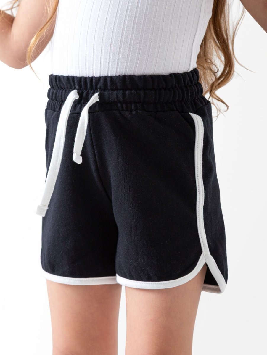 Ninos Kids storeBlack Cotton Shorts for Girls – PipingShortsNINOS