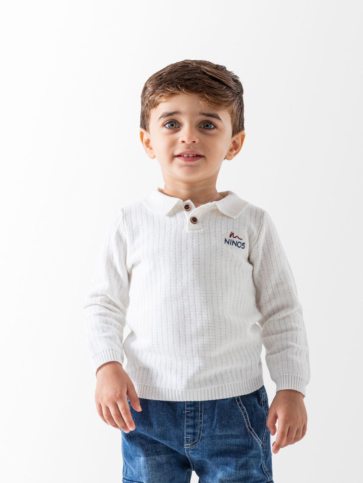 Ninos Kids storeBaby Boys' White Buttoned PulloverPulloversNINOS