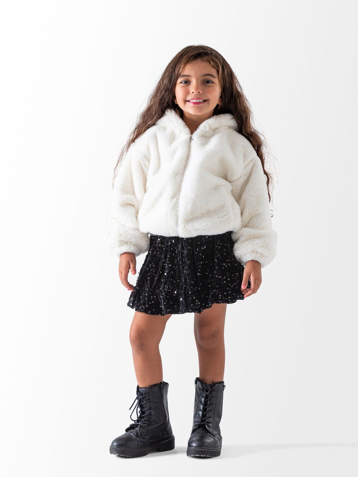 Ninos Kids storeGirls' White Faux Fur JacketJacketsNINOS