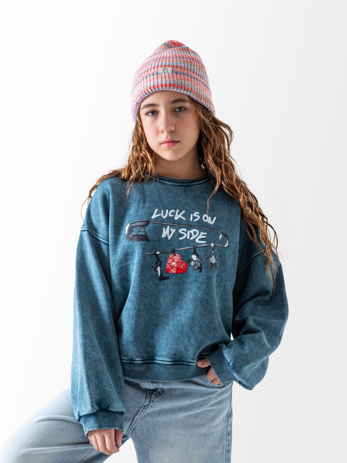 Ninos Kids storeGirls' Indigo Luck SweatshirtSweatshirtsNINOS