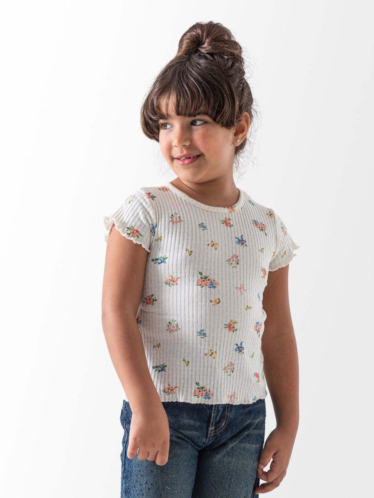 Ninos Kids storeFlower Ribbed T-ShirtT-ShirtsNINOS