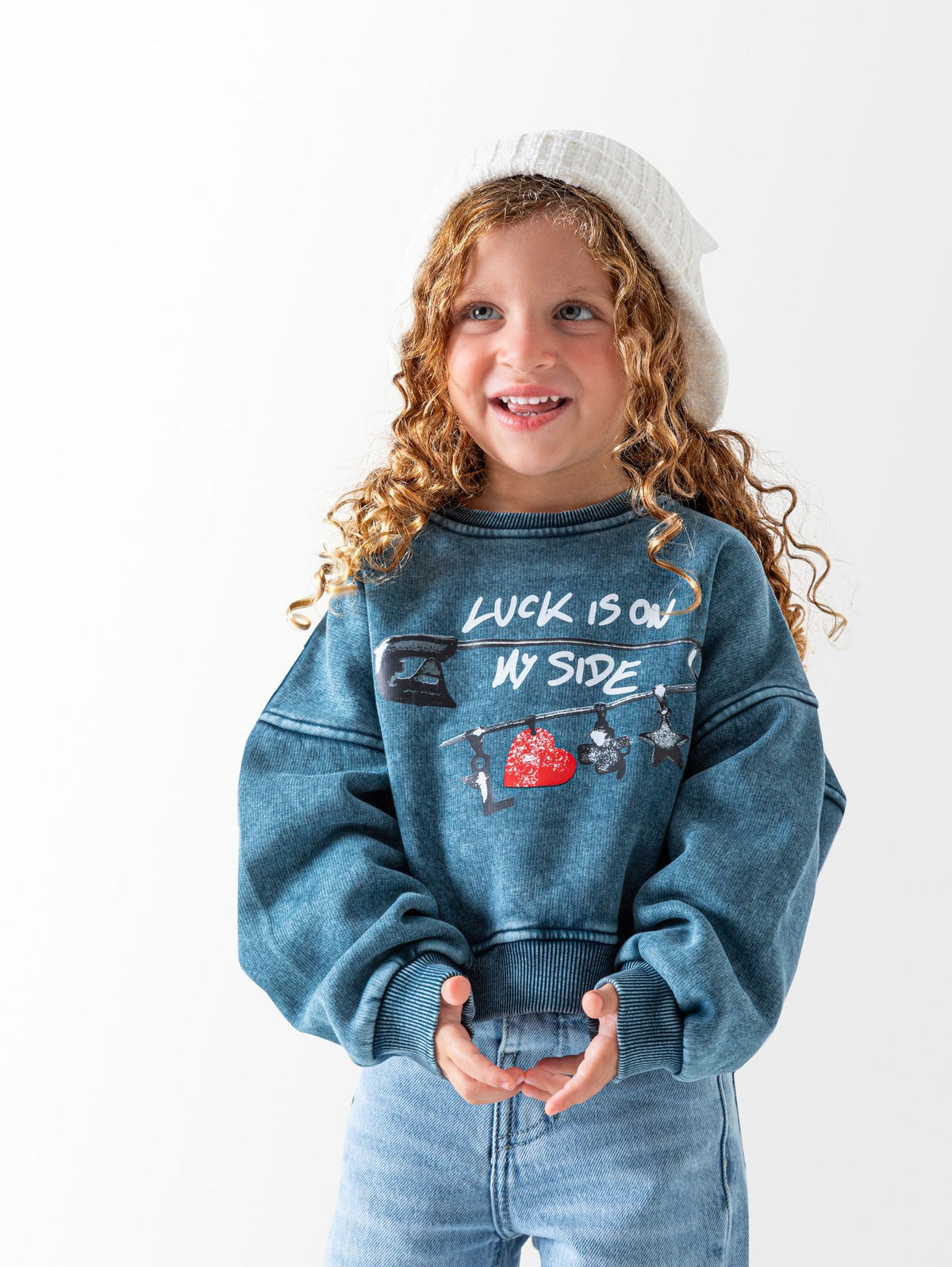 Ninos Kids storeGirls' Indigo Luck SweatshirtSweatshirtsNINOS