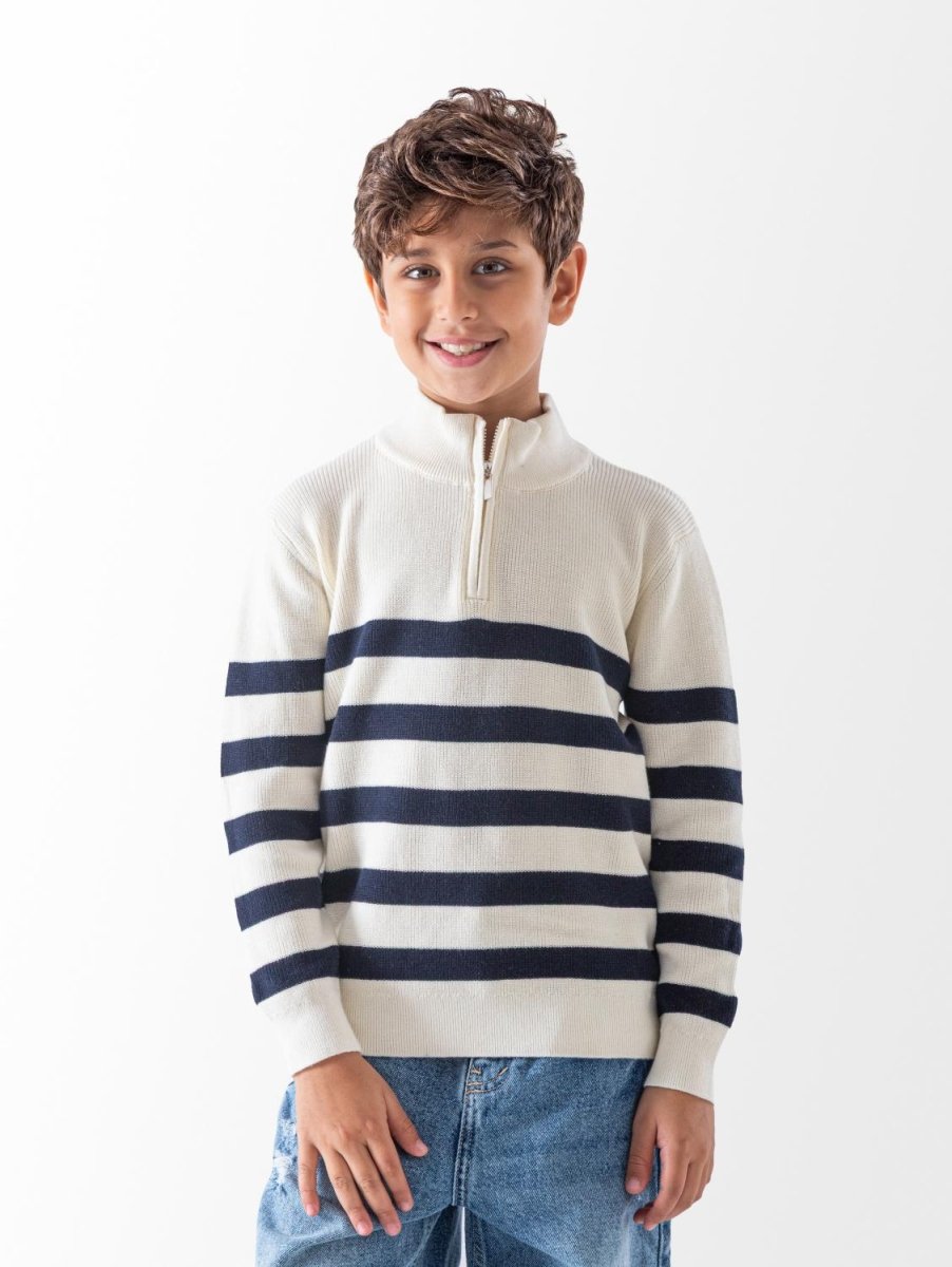 Ninos Kids storeBoys' White Striped PulloverPulloversNINOS