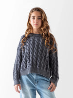 Ninos Kids storeGirls' Black Chunky Cable Knit PulloverPulloversMIX