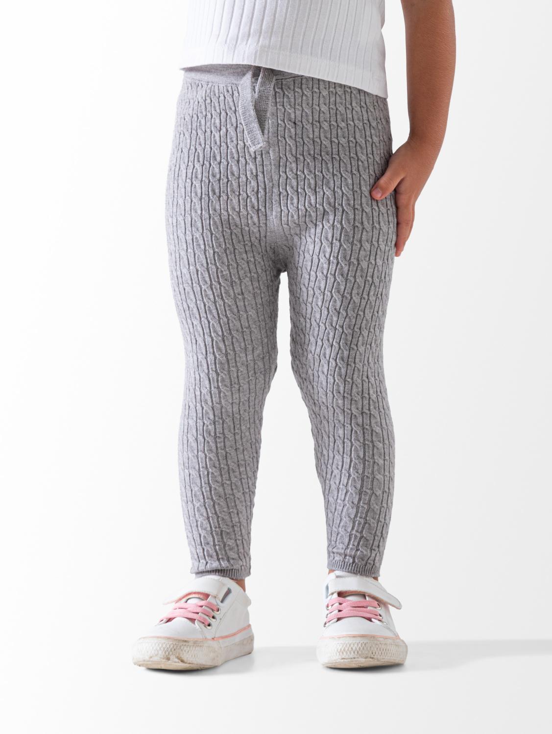 Ninos Kids storeGirls' Light Grey Braided Knit LeggingsLeggingsNINOS