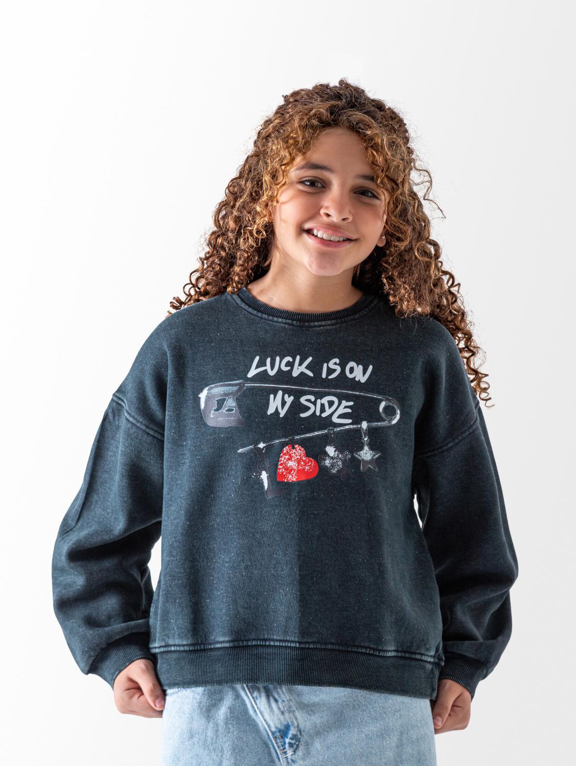 Girls' Black Luck Sweatshirt