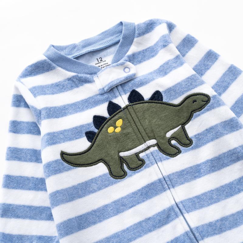 Ninos Kids storeBoys' Blue Dino Fleece Sleepsuit RomperRompers & SleepsuitsGeneric