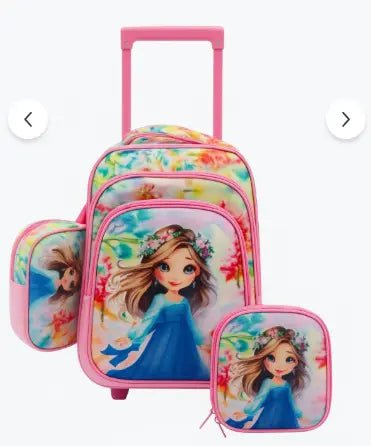 Ninos Kids storeBeautiful 3PCS Trolley BackpackBag set طقم شنط مدرسةGlossy Star