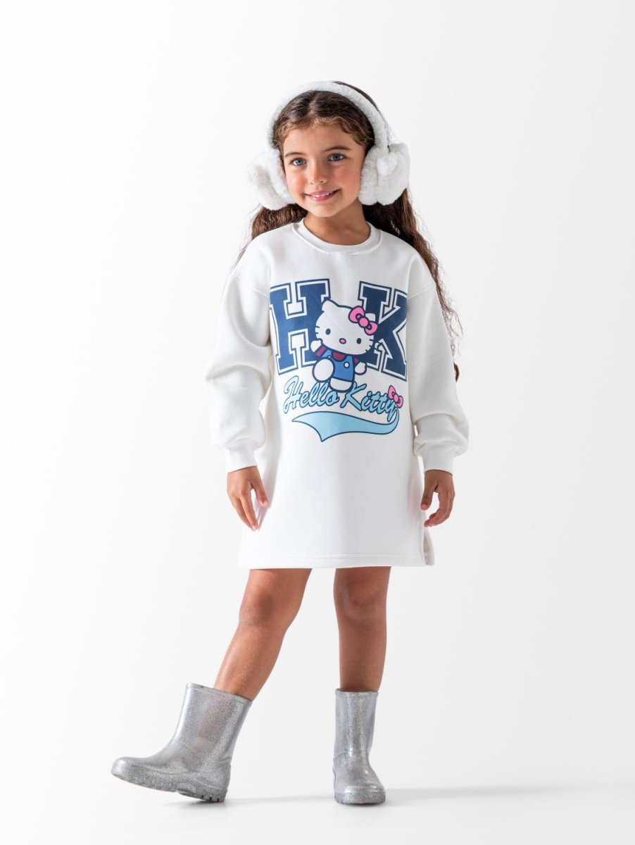 Ninos Kids storeGirls' Off-White Kitty Sweat DressSweat DressNINOS