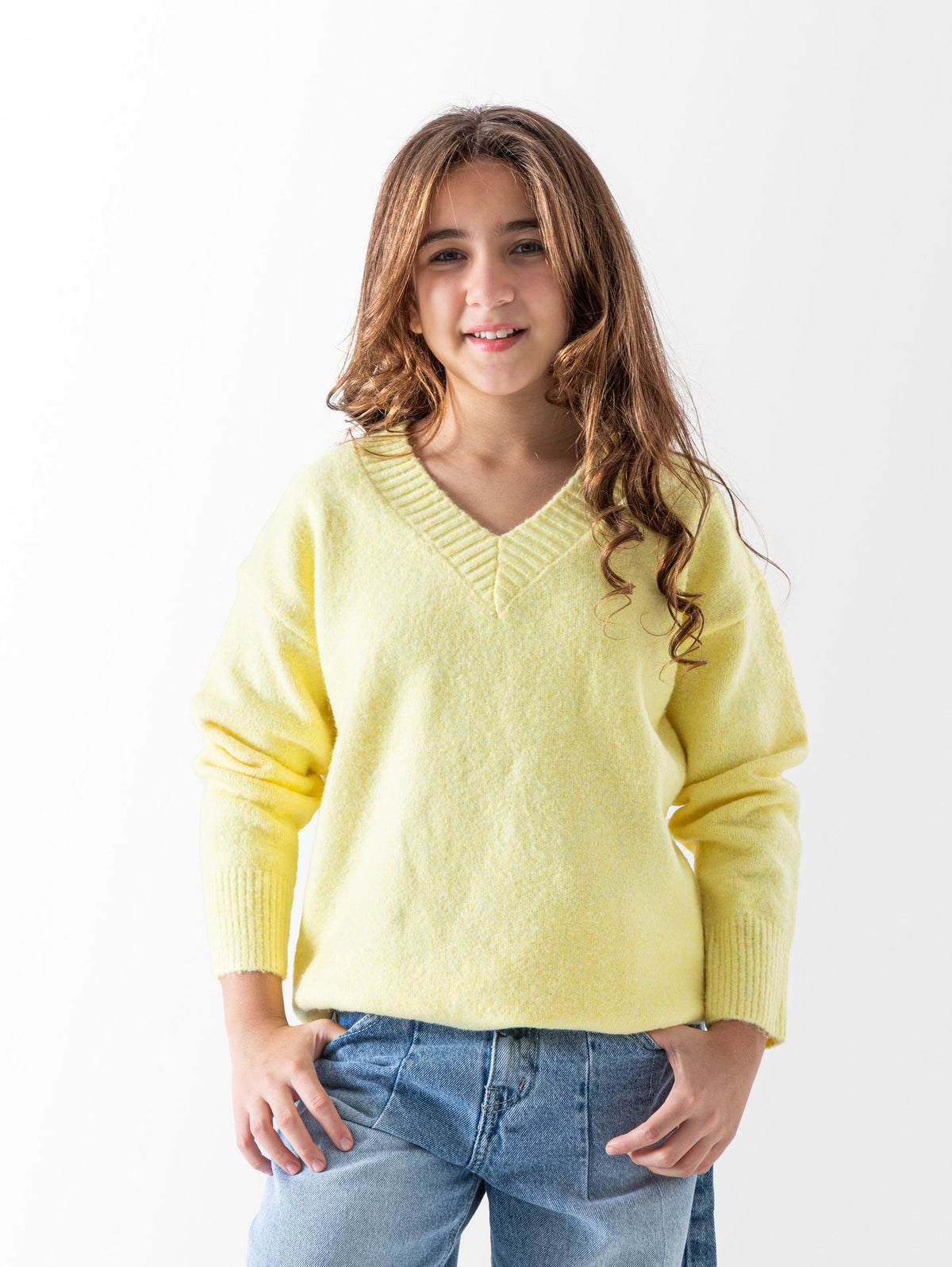 Ninos Kids storeGirls' Yellow V Neck PulloverPulloversNINOS