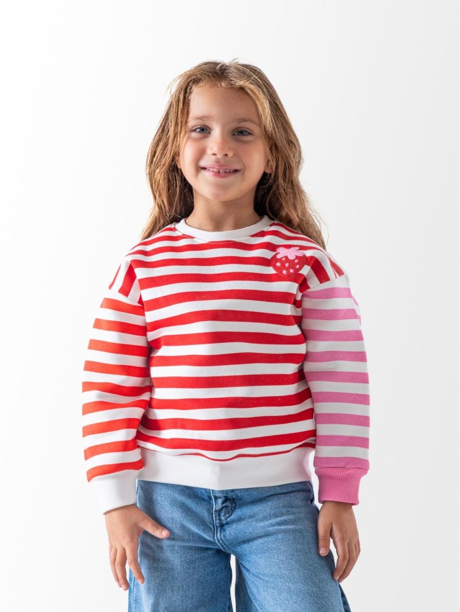 Ninos Kids storeGirls' Red Striped Strawberry SweatshirtSweatshirtsNINOS