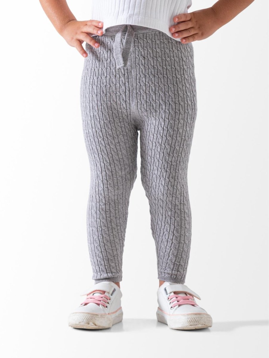 Ninos Kids storeBaby Girls' Light Grey Braided Knit LeggingsLeggingsNINOS