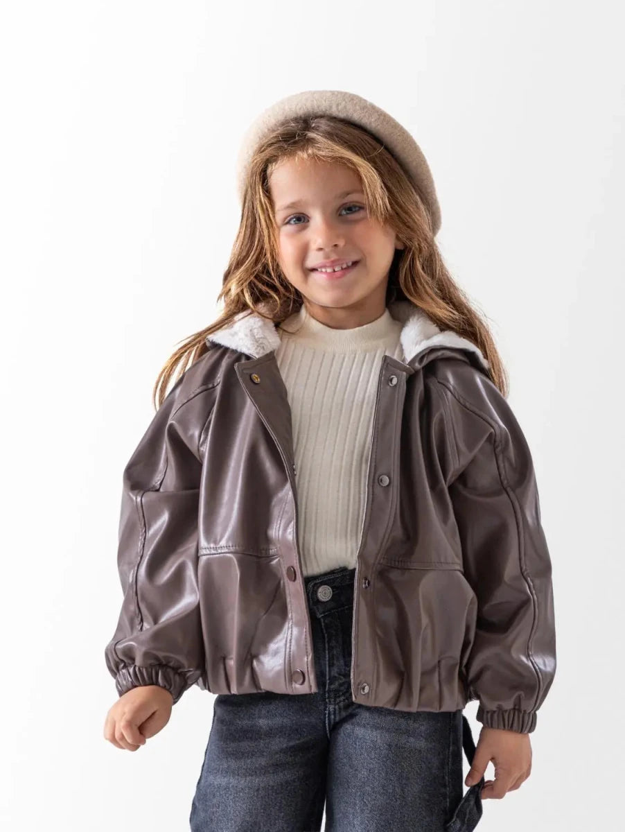Ninos Kids storeGirls' Brown Leather JacketJacketsNINOS