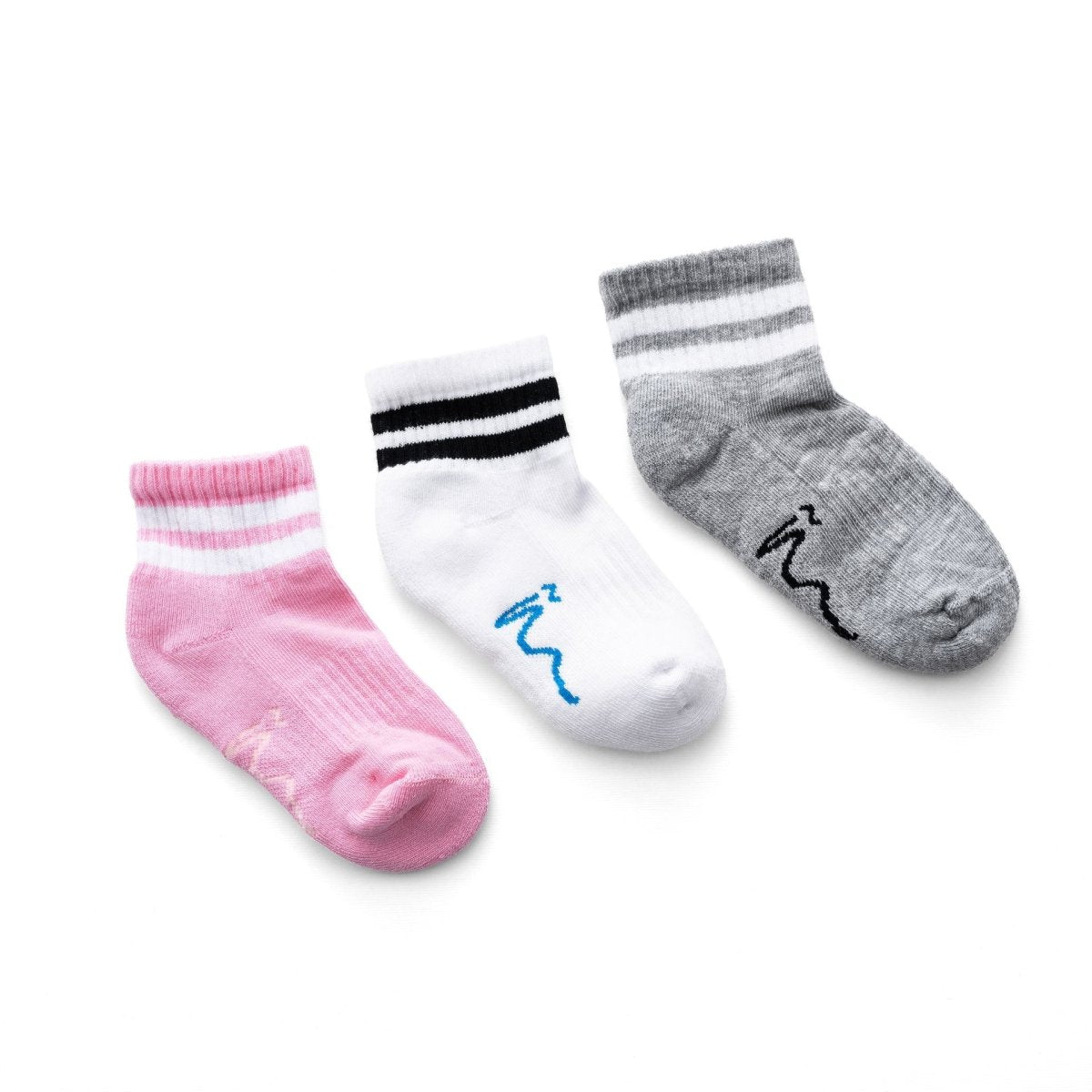 Ninos Kids storeGirls' WH-PI-GR Half Terry Long With 2 Lines 3-Piece SocksSocksNINOS