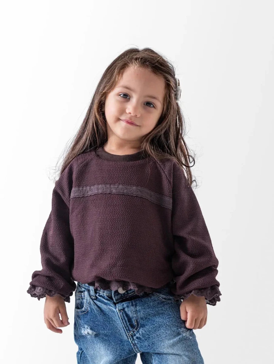 Ninos Kids storeBaby Girls' Brown Textured SweatshirtSweatshirtsBambino