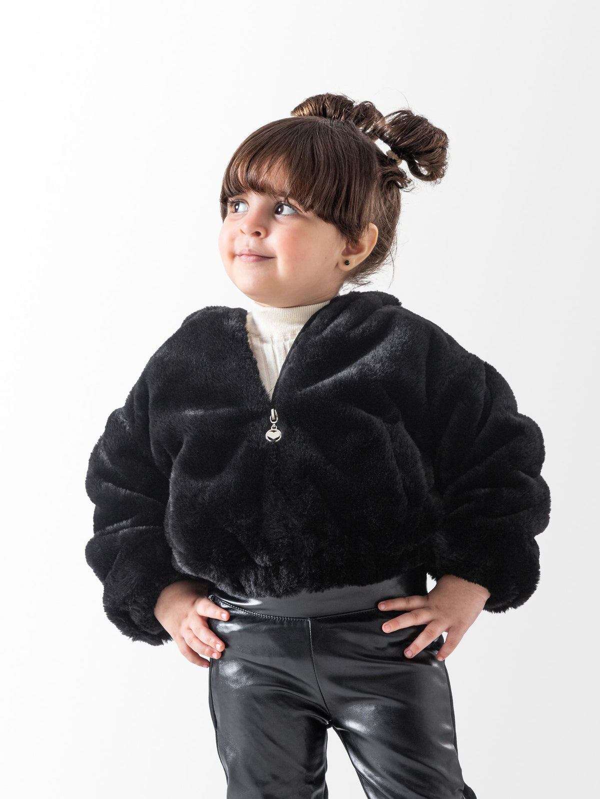Ninos Kids storeBaby Girls' Black Faux Fur JacketJacketsNINOS