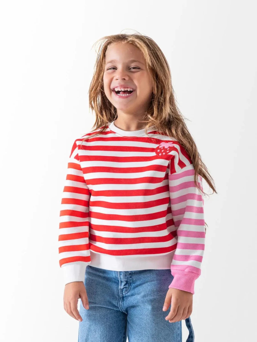 Ninos Kids storeGirls' Red Striped Strawberry SweatshirtSweatshirtsNINOS