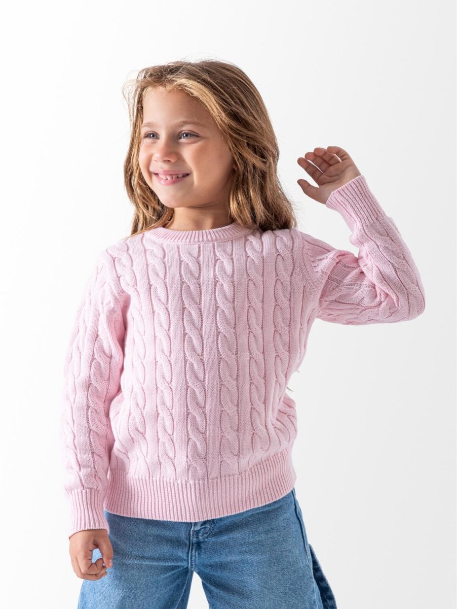 Ninos Kids storeGirls' Pink Cable Knit PulloverPulloversNINOS