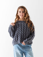 Ninos Kids storeGirls' Black Chunky Cable Knit PulloverPulloversMIX
