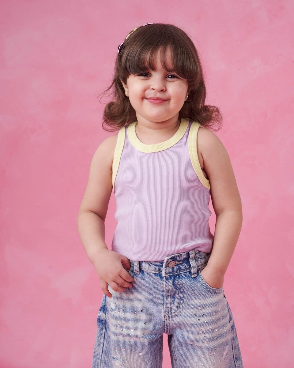 Ninos Kids storeGirls' Lavander Ribbed Tank T-ShirtT-ShirtsNINOS
