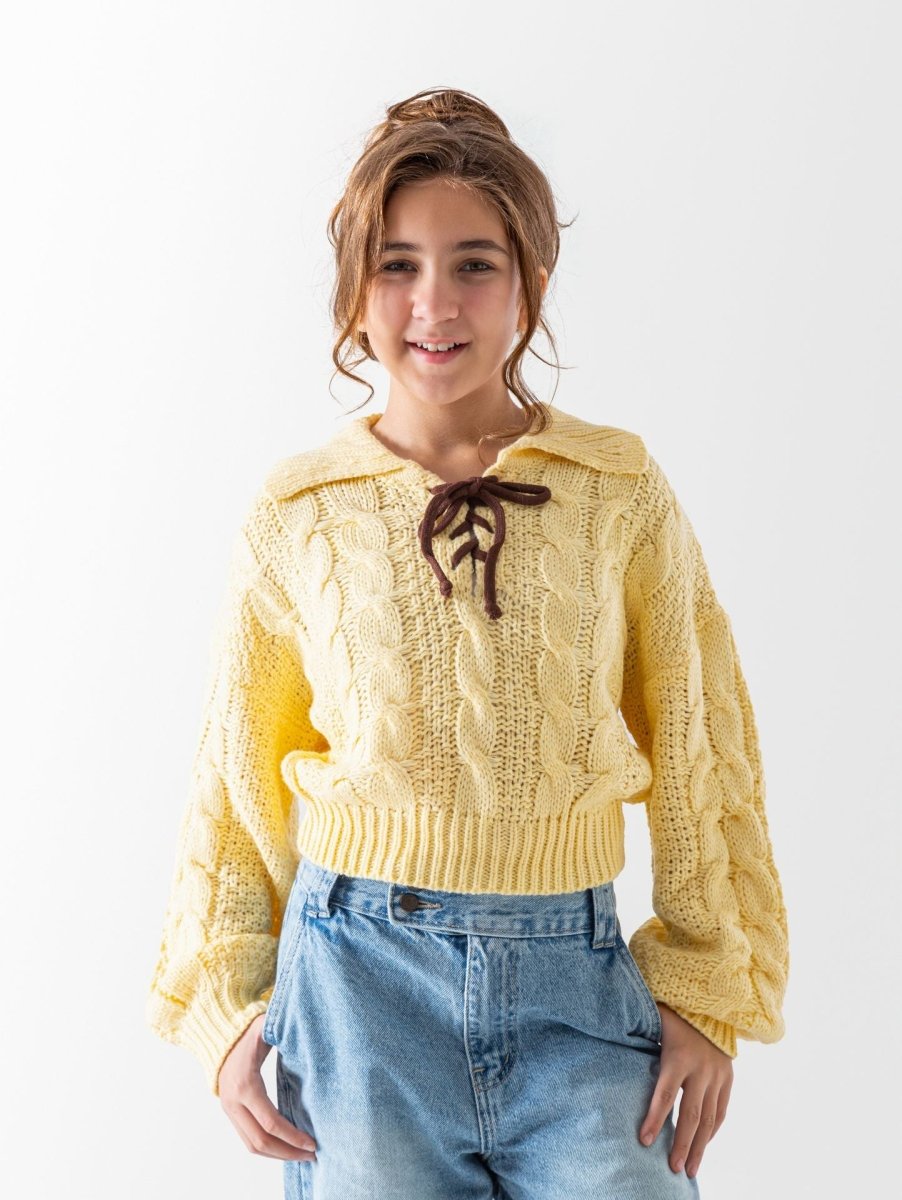 Ninos Kids storeGirls' Yellow Lace Up Braided PulloverPulloversNINOS