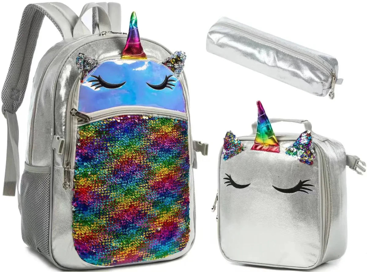 Ninos Kids storeUnicorn 3PCS BackpackBag set طقم شنط مدرسةJasmin