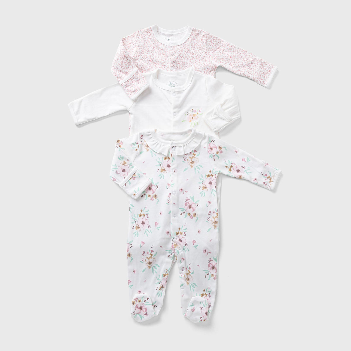 Ninos Kids storeFlower 3 - Pack BodysuitRompers & SleepsuitsNINOS