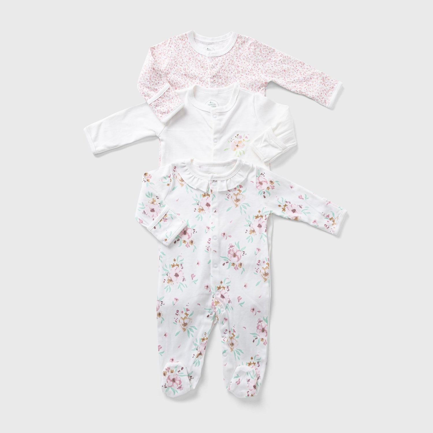 Ninos Kids storeFlower 3 - Pack BodysuitRompers & SleepsuitsNINOS
