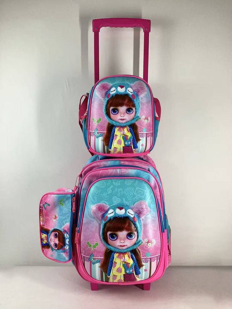 Ninos Kids storeGirl 3PCS Trolly BagBag set طقم شنط مدرسةJasmin