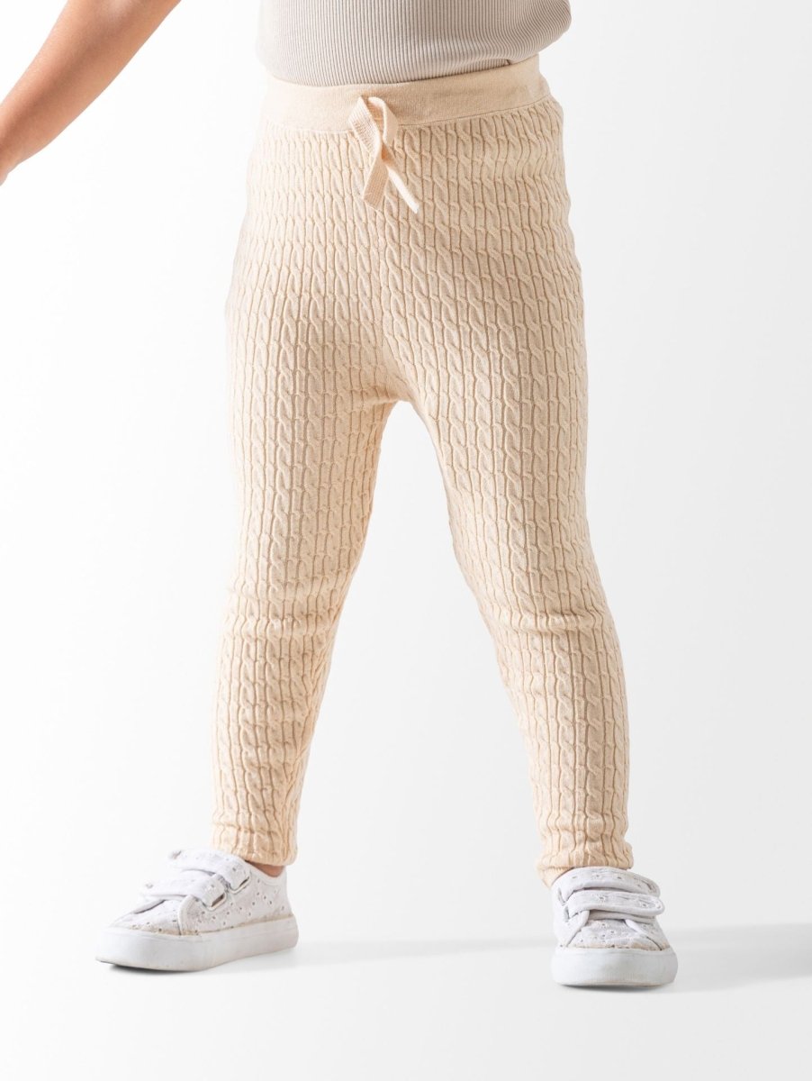 Ninos Kids storeBaby Girls' Beige Braided Knit LeggingsLeggingsNINOS