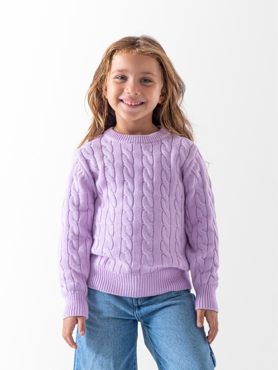 Ninos Kids storeGirls' Purple Cable Knit PulloverPulloversNINOS