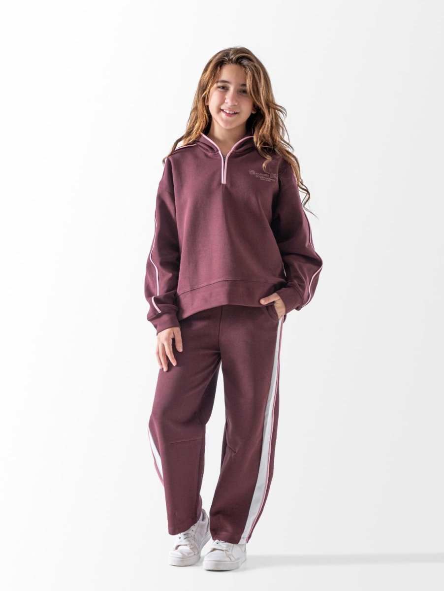 Ninos Kids storeGirls' Burgandy - Piping Stripe 2-Piece Pyjama SetPajamasSHARO