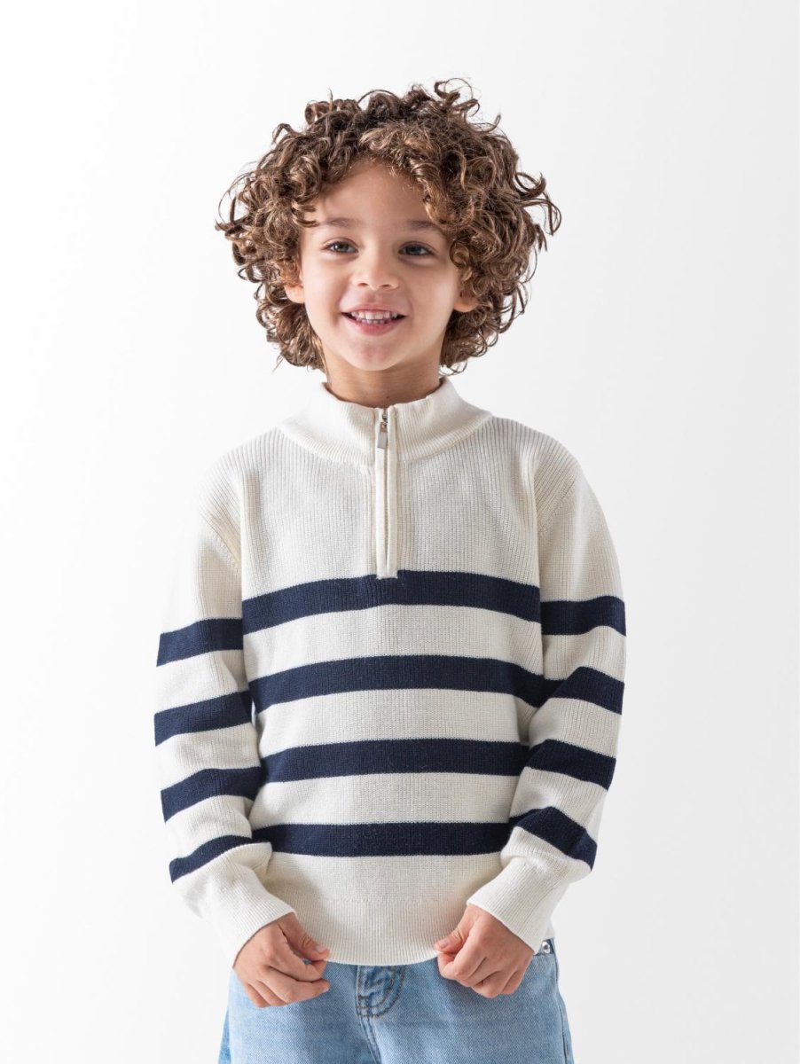 Ninos Kids storeBoys' White Striped PulloverPulloversNINOS