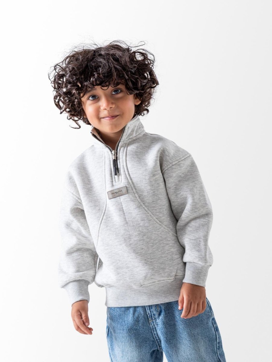 Ninos Kids storeBoys' Light Grey Half Zipper SweatshirtSweatshirtsNINOS