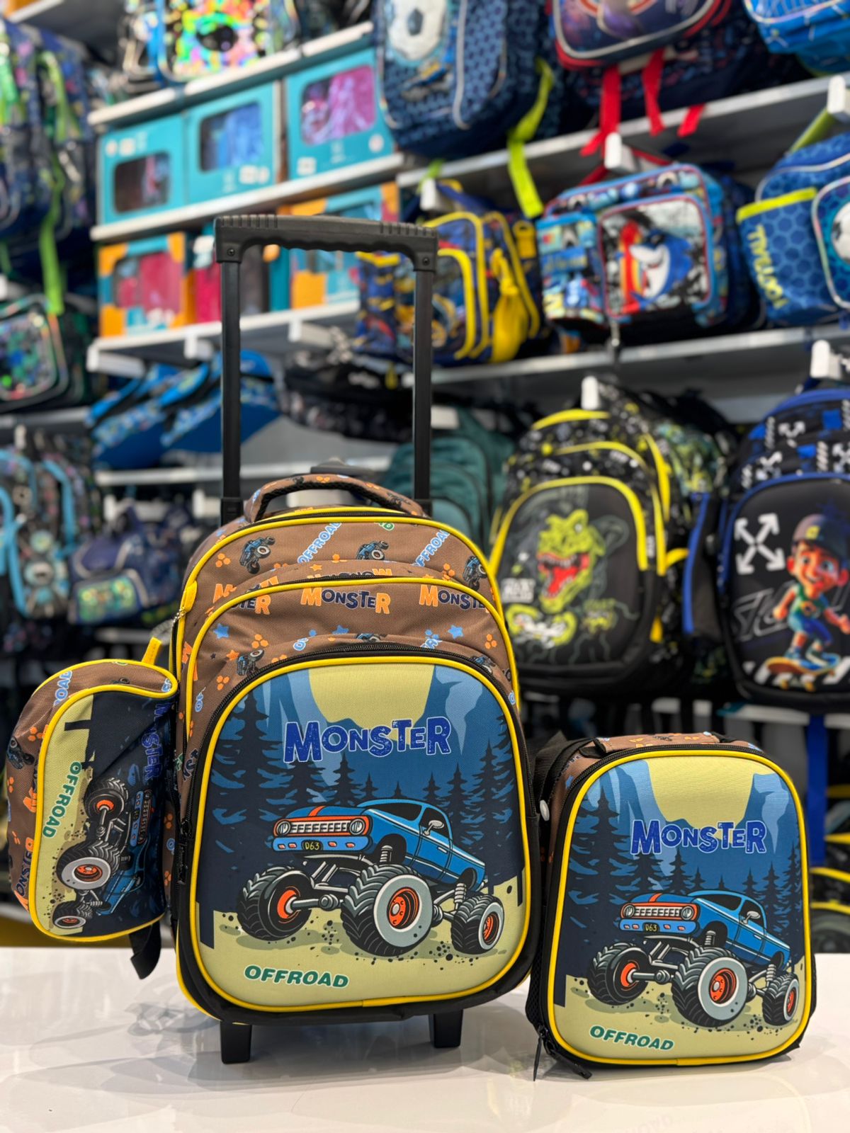 Ninos Kids storeMonster 3PCS Trolly BagBag set طقم شنط مدرسةJasmin