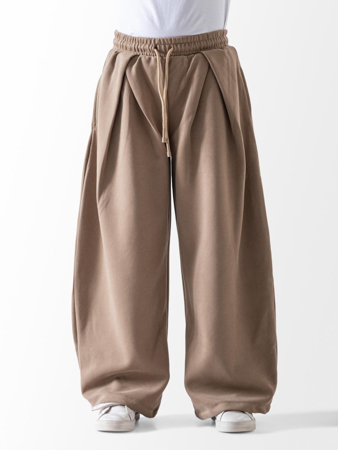Girls' Coffe Wide Leg Sweatpants