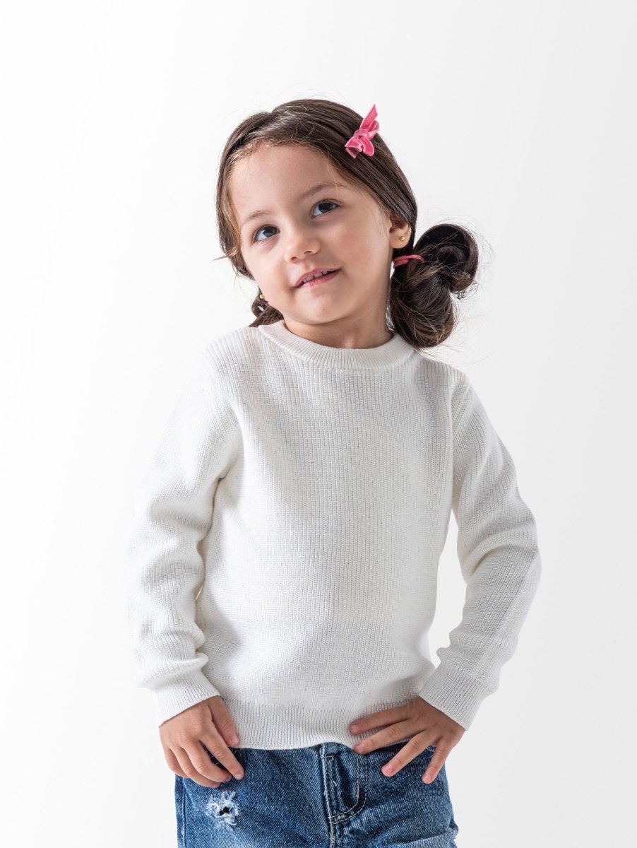Ninos Kids storeBaby Girls' White Ribbed Knitted PulloverPulloversNINOS