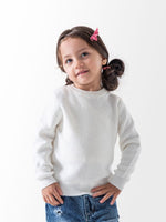 Ninos Kids storeBaby Girls' White Ribbed Knitted PulloverPulloversNINOS