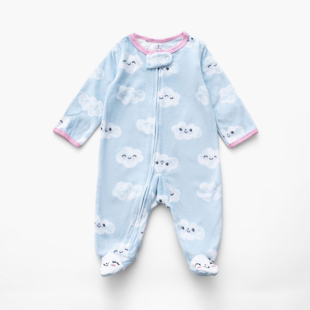 Ninos Kids storeGirls' Baby Blue Clouds Fleece Sleepsuit RomperRompers & SleepsuitsGeneric