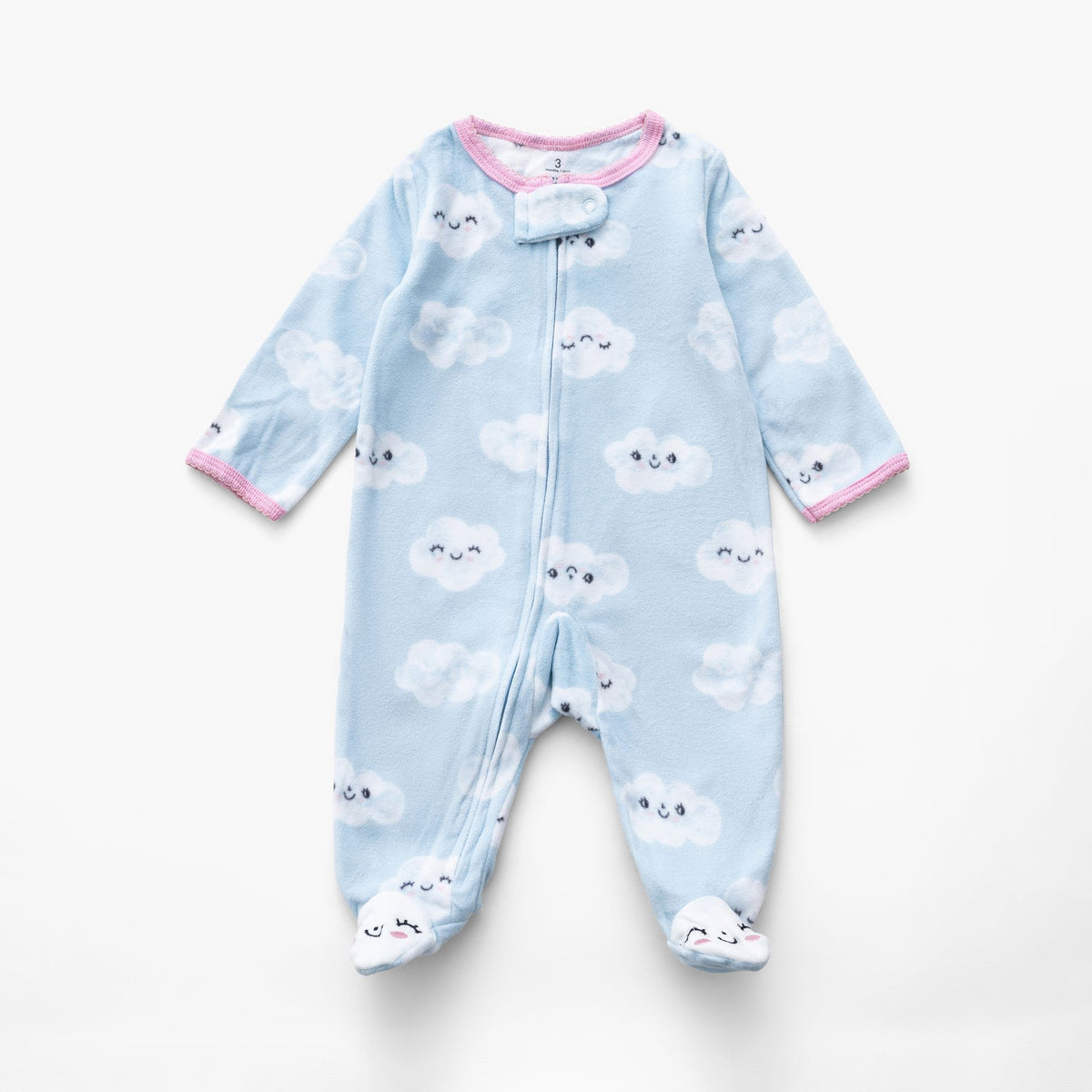 Ninos Kids storeGirls' Baby Blue Clouds Fleece Sleepsuit RomperRompers & SleepsuitsGeneric