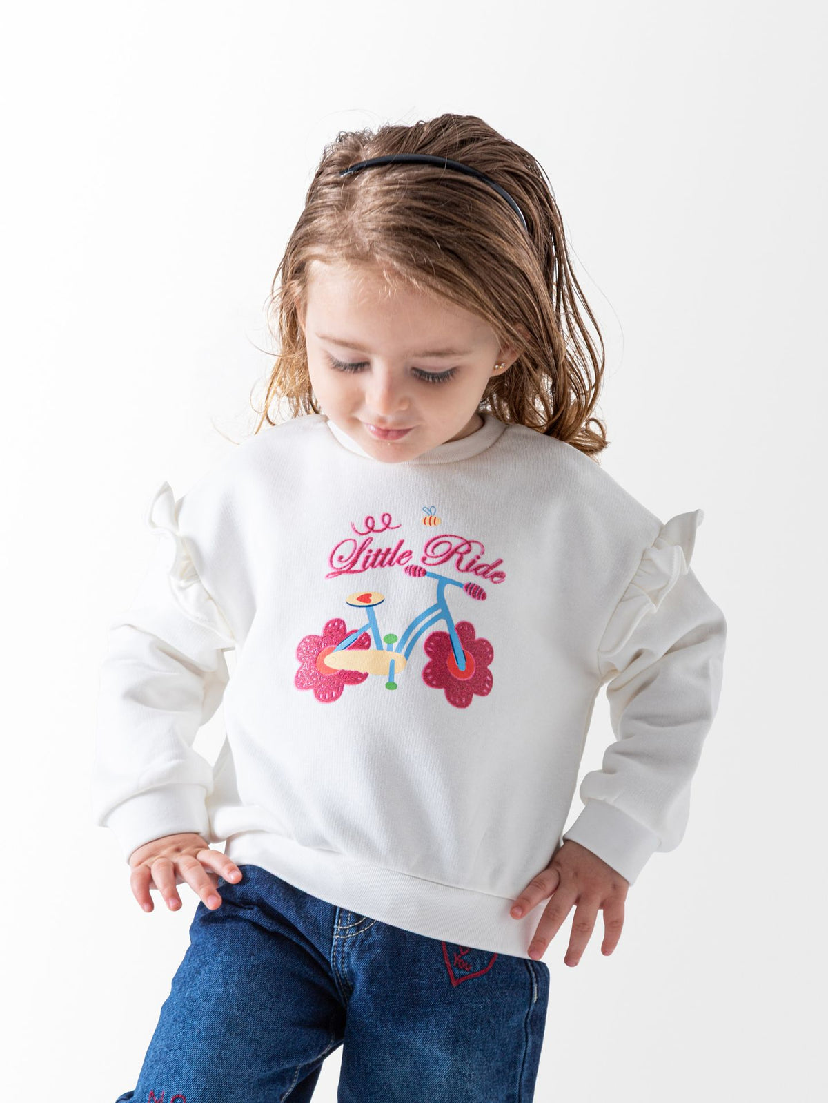 Baby Girls' Off-White Little Ride Sweatshirt