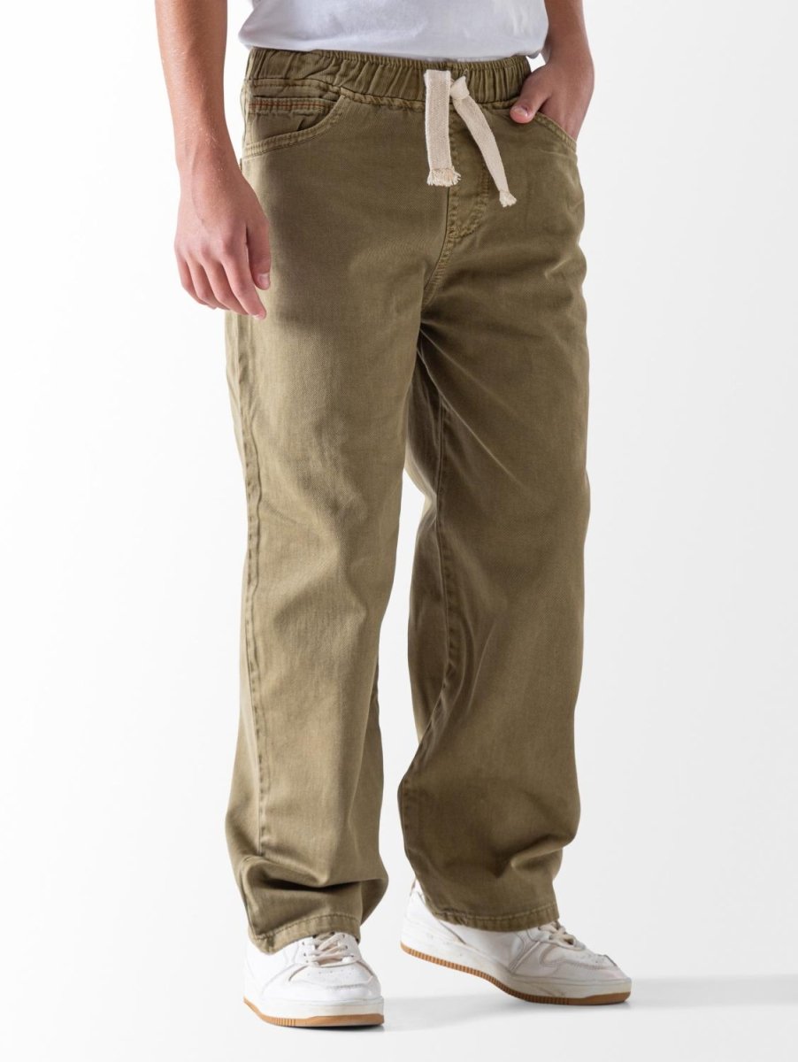Ninos Kids storeBoys' Olive Wide Leg Gabardine PantsTrousers & PantsNINOS