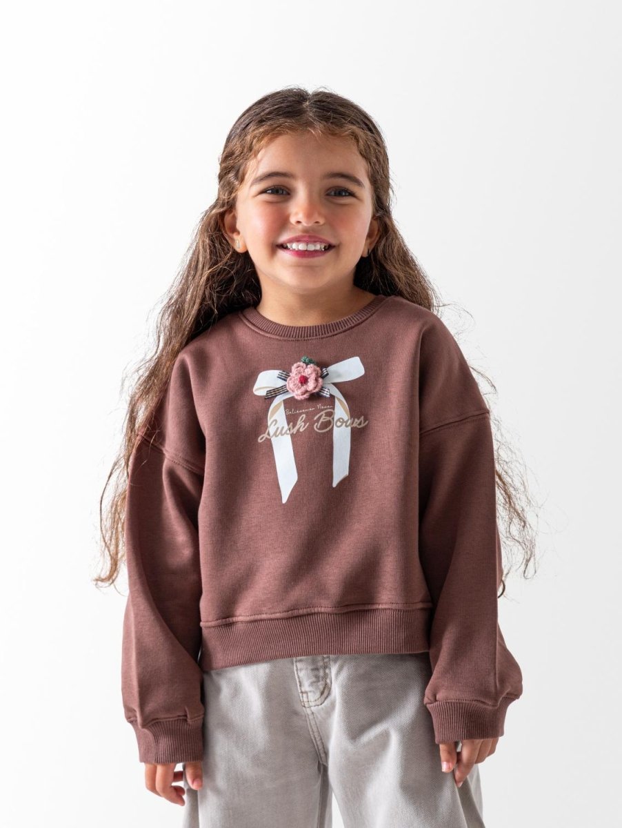 Ninos Kids storeGirls' Brown Bow SweatshirtSweatshirtsNINOS