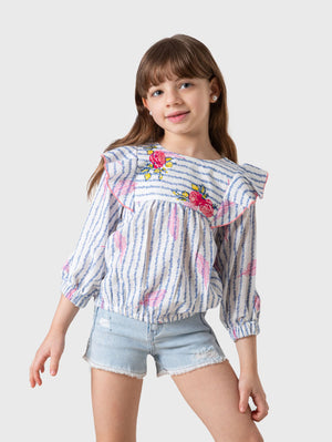 Striped Floral Blouse