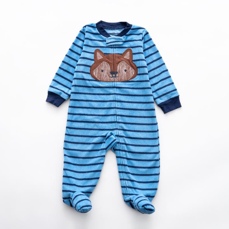Ninos Kids storeBoys' Blue Fox Fleece Sleepsuit RomperRompers & SleepsuitsGeneric