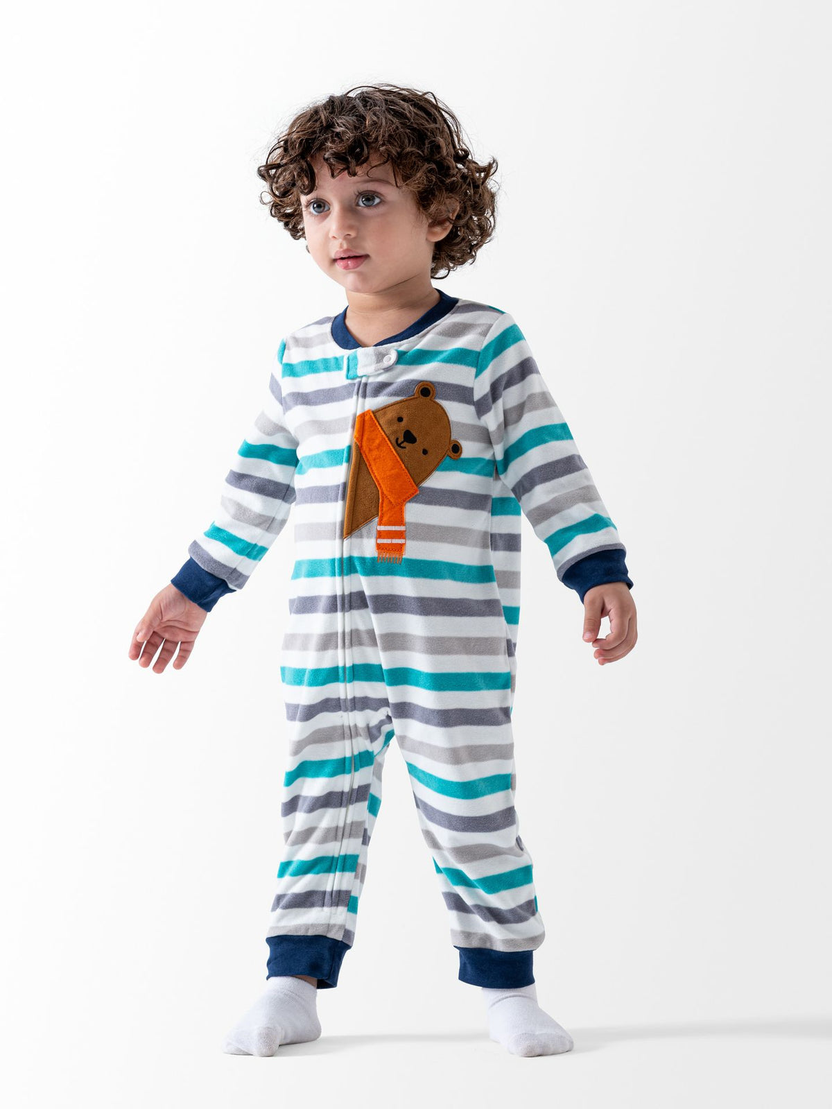 Ninos Kids storeBoys' Mix Color Bear Fleece Sleepsuit RomperRompers & SleepsuitsGeneric