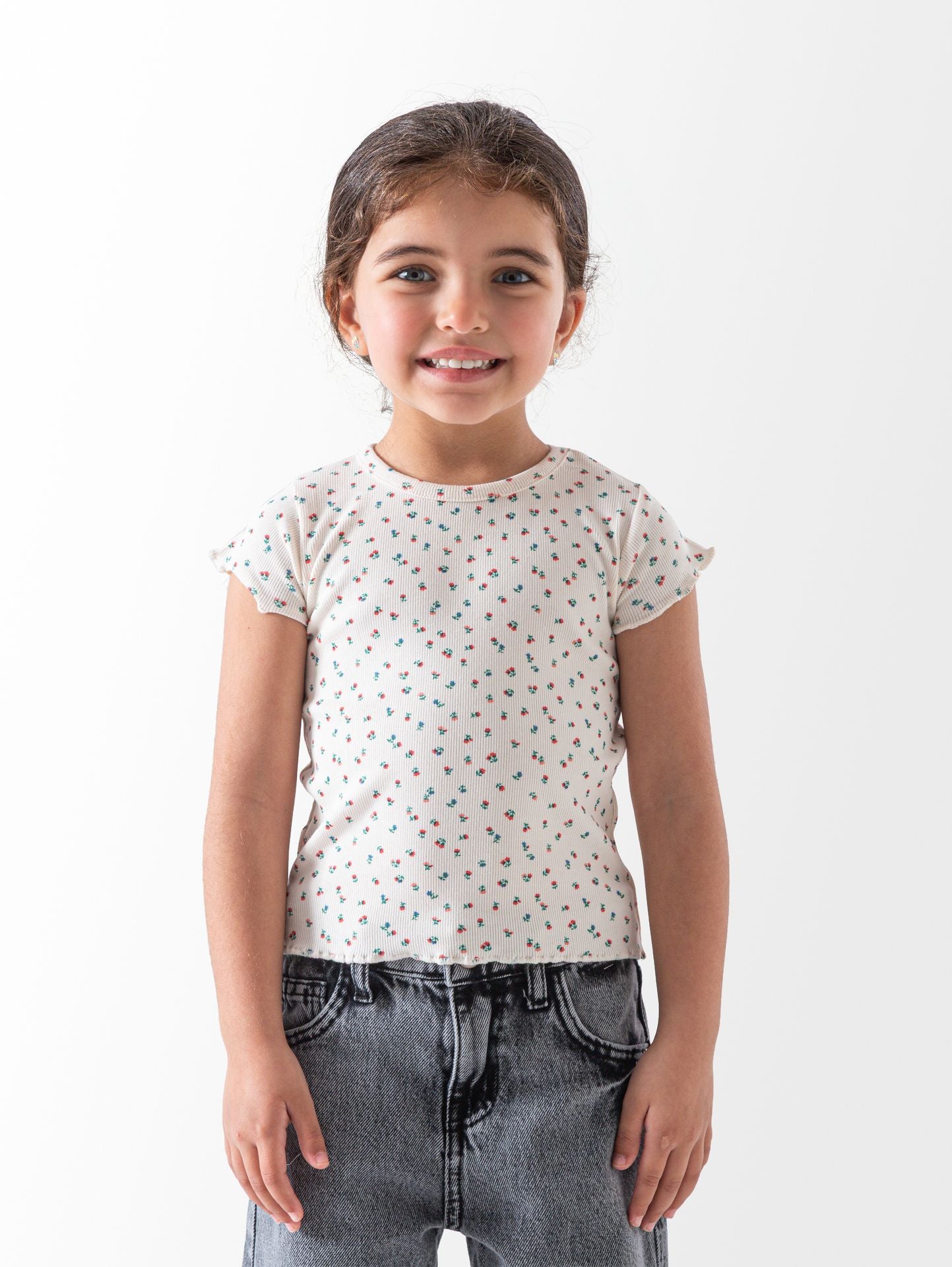 Ninos Kids storeFloral Ribbed T-ShirtT-ShirtsNINOS