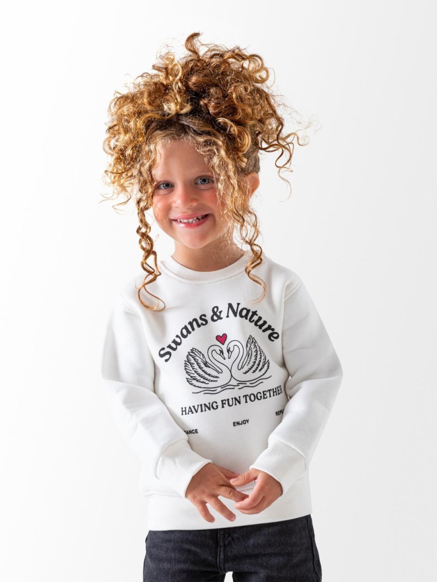 Ninos Kids storeGirls' Off-White Swans&Nature SweatshirtSweatshirtsNINOS