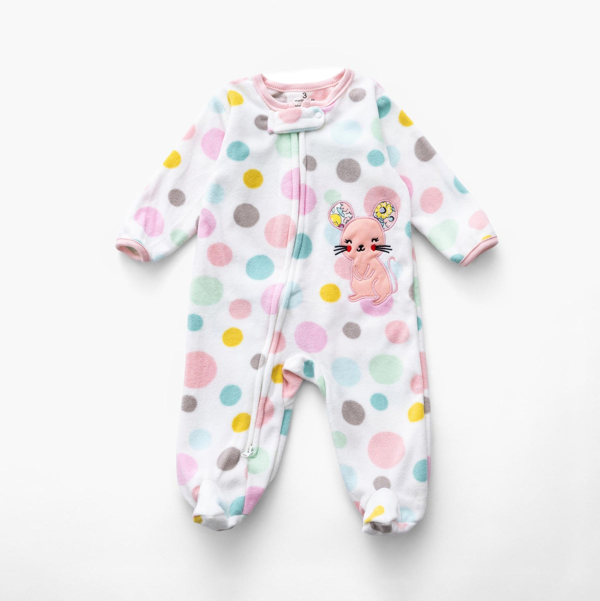 Ninos Kids storeGirls' White Mouse Fleece Sleepsuit RomperRompers & SleepsuitsGeneric
